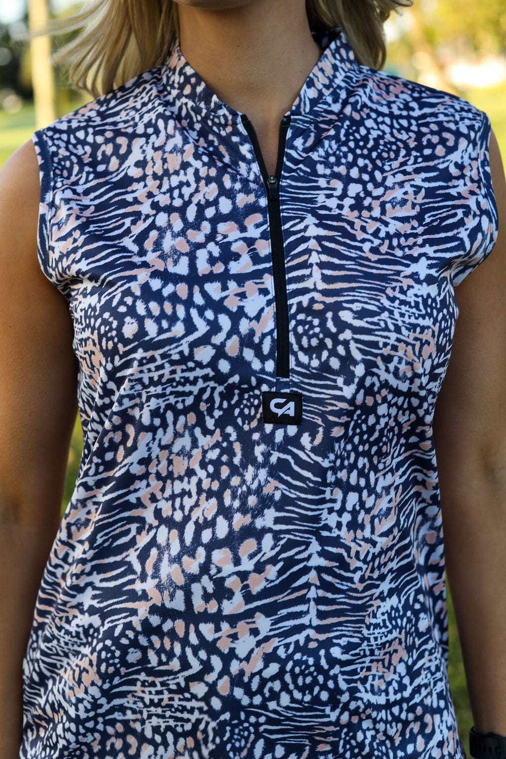 CA Ladies Sleeveless Zipper Golf Shirt | Wild Side