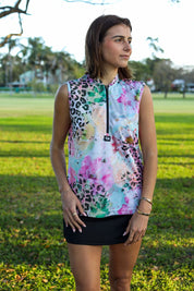 CA Ladies Sleeveless Zipper Golf Shirt | Safari Blush