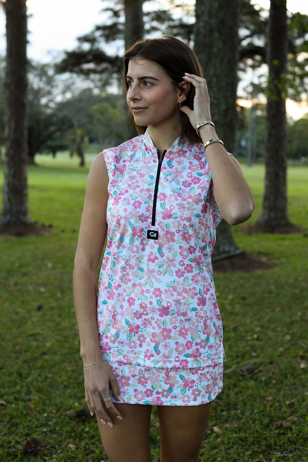 CA Ladies Sleeveless Zipper Golf Shirt | Fairway Bloom