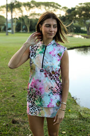 CA Ladies Sleeveless Zipper Golf Shirt | Safari Blush