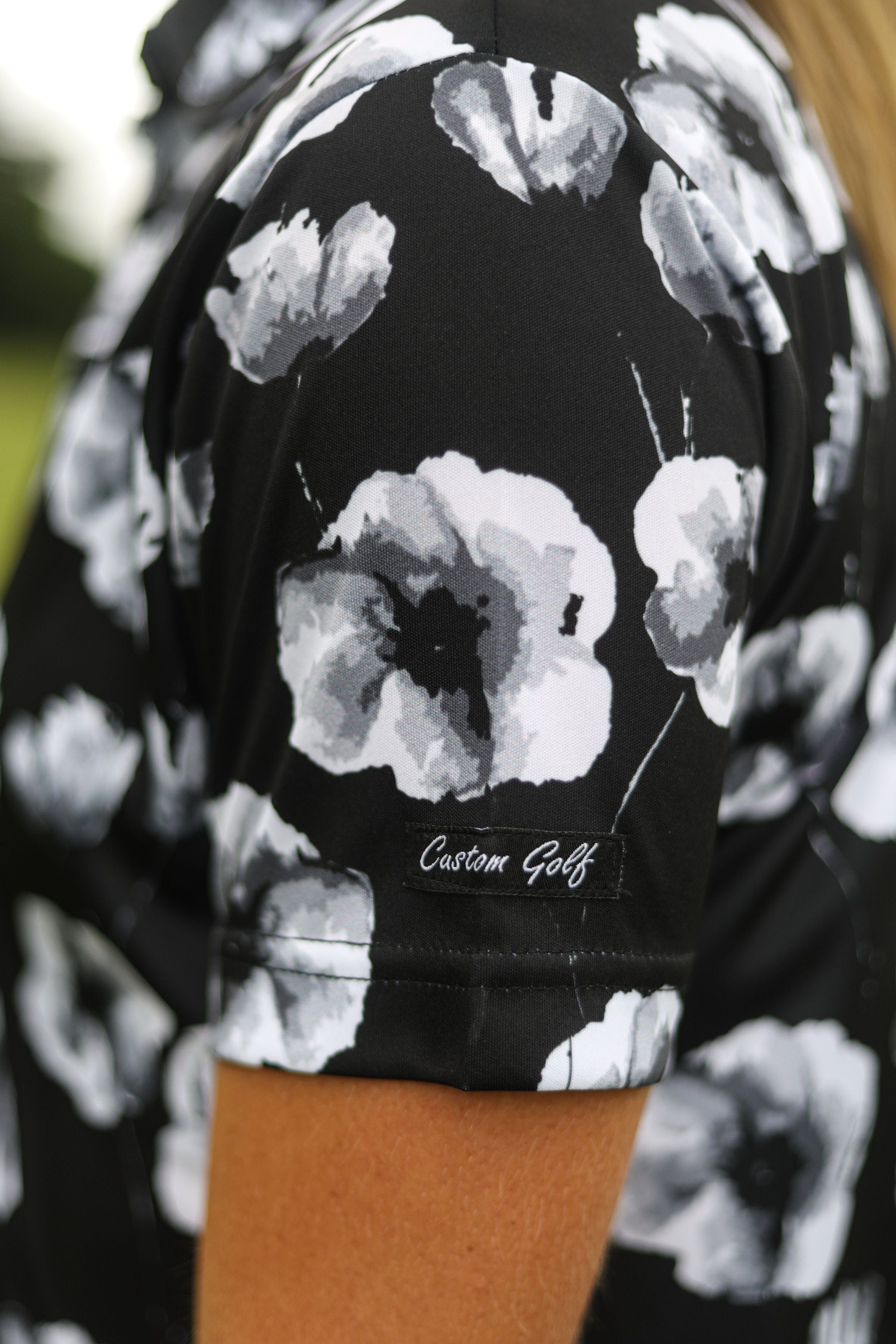 CA Ladies Funky Golf Shirt | Black Poppies