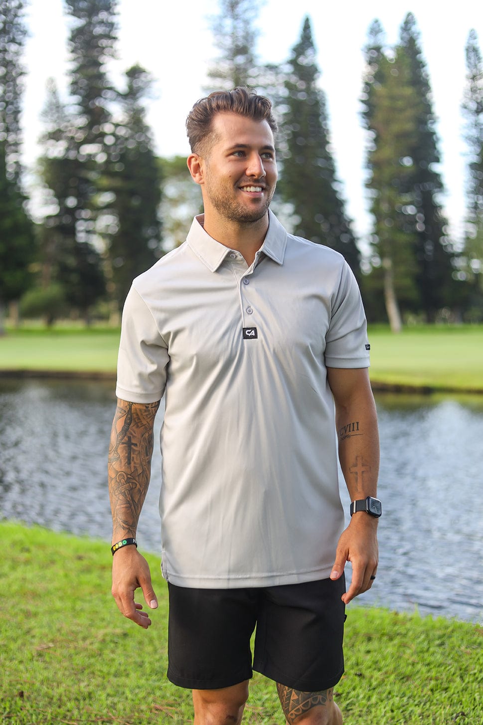 CA Iconic Golf Shirt Light Grey – Custom Apparel
