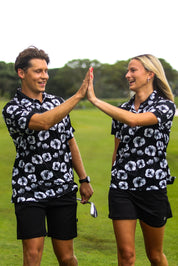 CA Ladies Funky Golf Shirt | Black Poppies