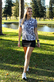 CA Ladies Funky Golf Shirt | Navy Twirl