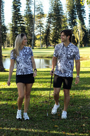 CA Ladies Funky Golf Shirt | Navy Twirl