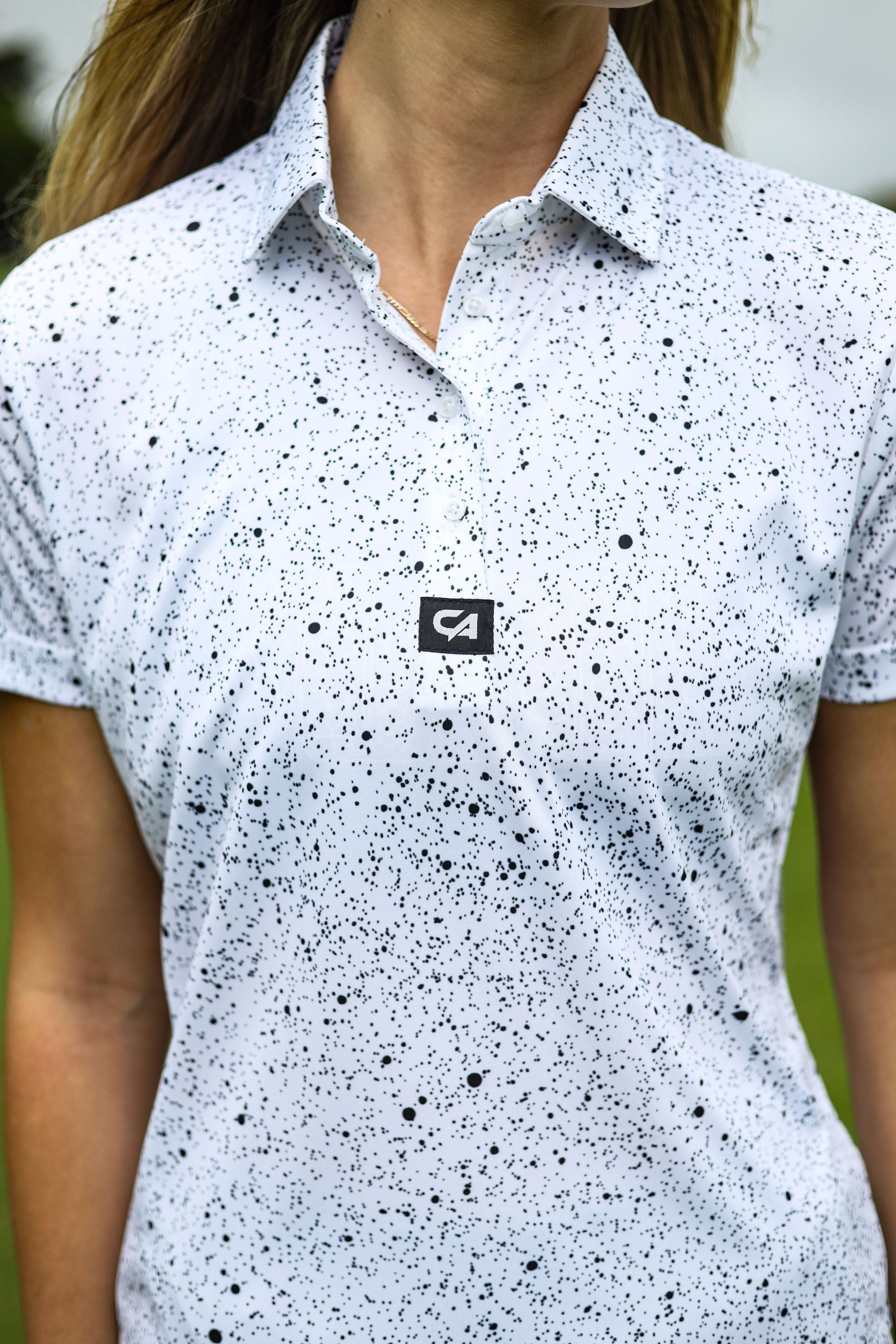 CA Ladies Funky Golf Shirt | Ink Splatter