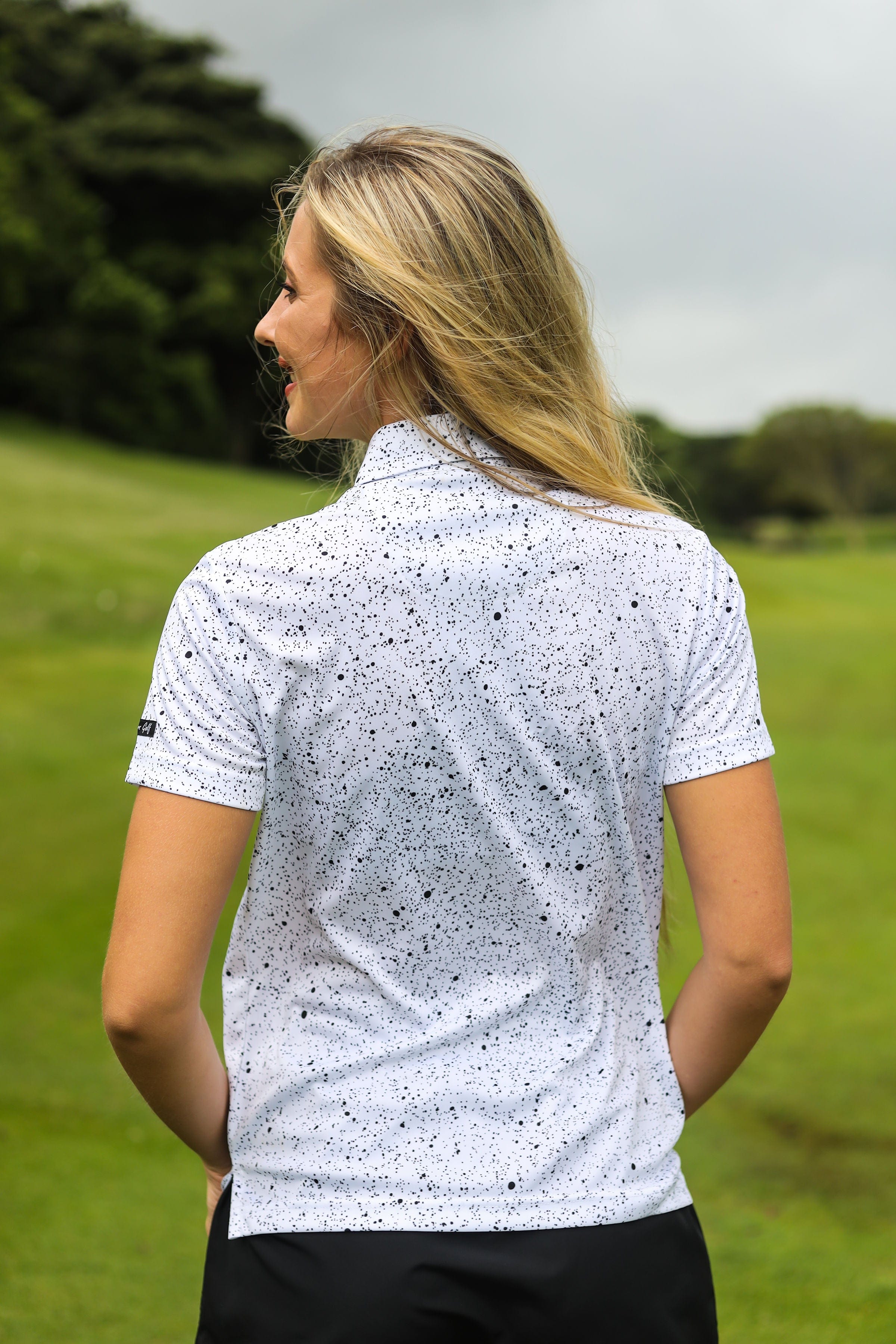 CA Ladies Funky Golf Shirt | Ink Splatter