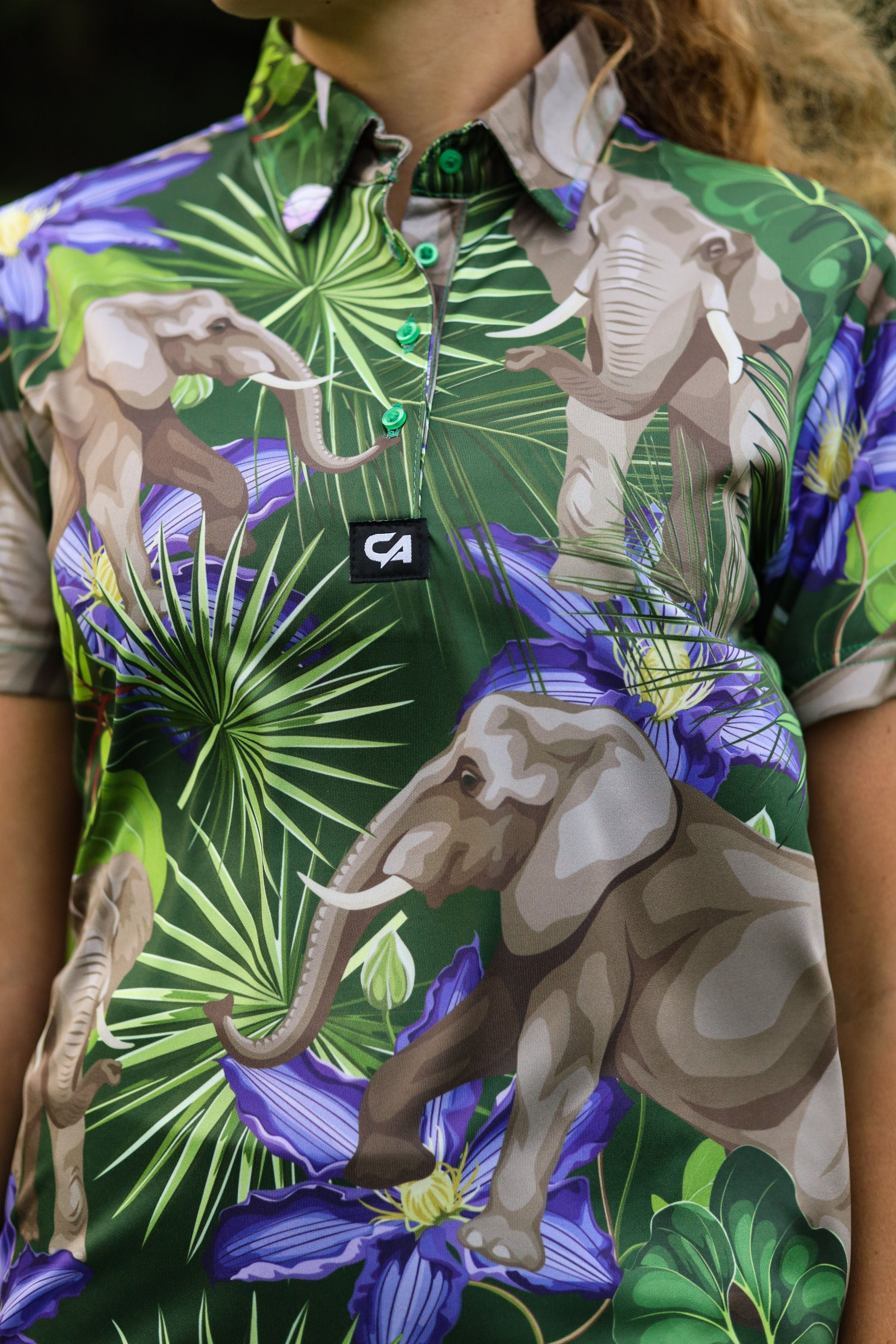 CA Ladies Funky Golf Shirt | African Elephants