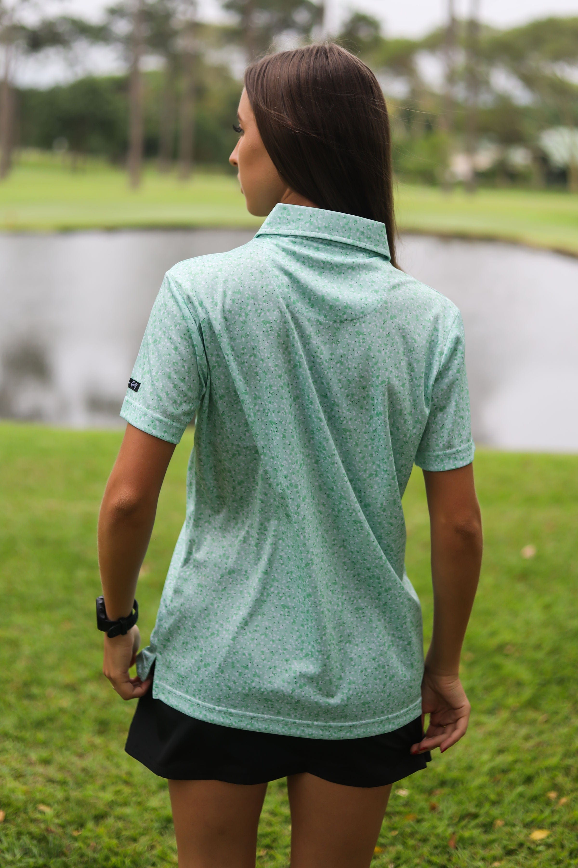 CA Ladies Funky Golf Shirt | Green Splatter