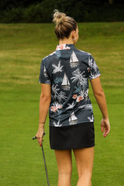 CA Ladies Funky Golf Shirt | Let's Go Sailing