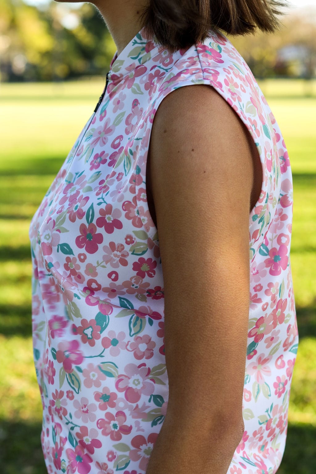 CA Ladies Sleeveless Zipper Golf Shirt | Fairway Bloom