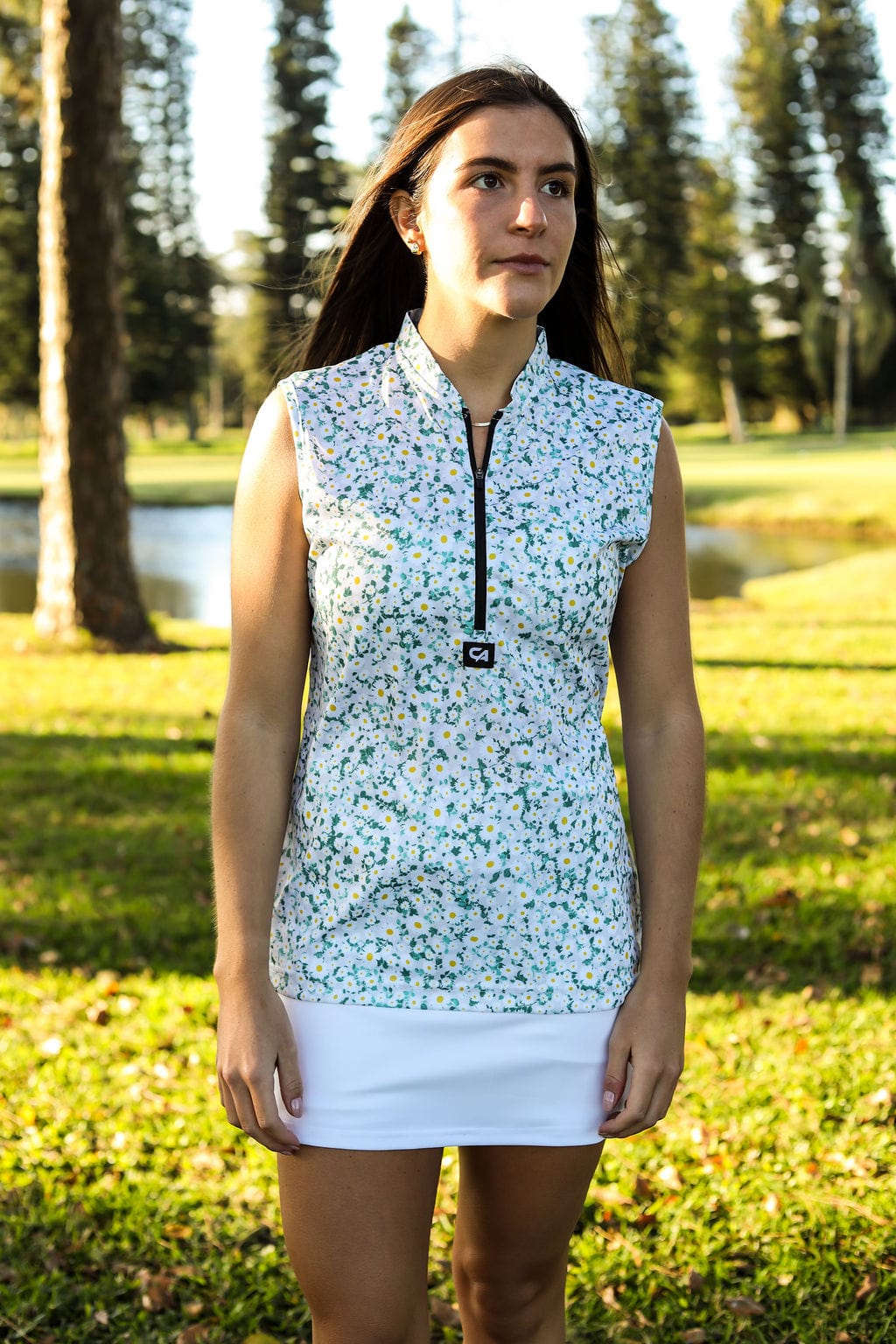 CA Ladies Sleeveless Zipper Golf Shirt | Daily Greens