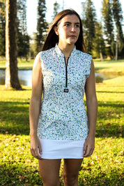 CA Ladies Sleeveless Zipper Golf Shirt | Daily Greens