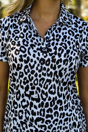 CA Ladies V-Neck Golf Shirt | Cheetah Chic