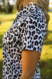 CA Ladies V-Neck Golf Shirt | Cheetah Chic