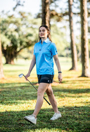 CA Ladies Funky Golf Shirt | Blue Paint Splatter
