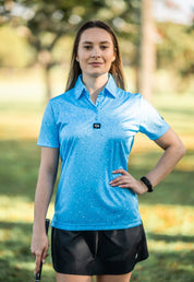 CA Ladies Funky Golf Shirt | Blue Paint Splatter