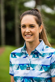 CA Ladies Funky Golf Shirt | Striped Floral