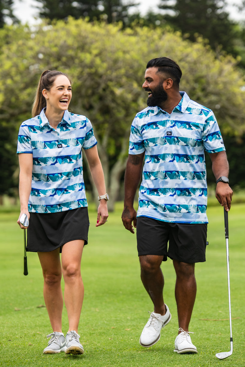 CA Ladies Funky Golf Shirt | Striped Floral