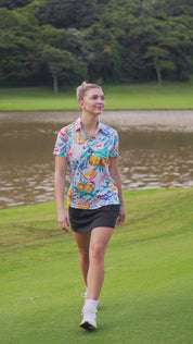 CA Ladies Funky Golf Shirt | Abstract Oranges