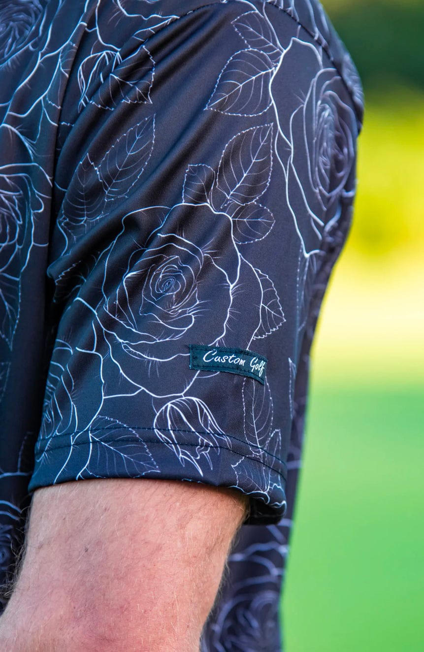 CA Funky Golf Shirt | Black/White Roses