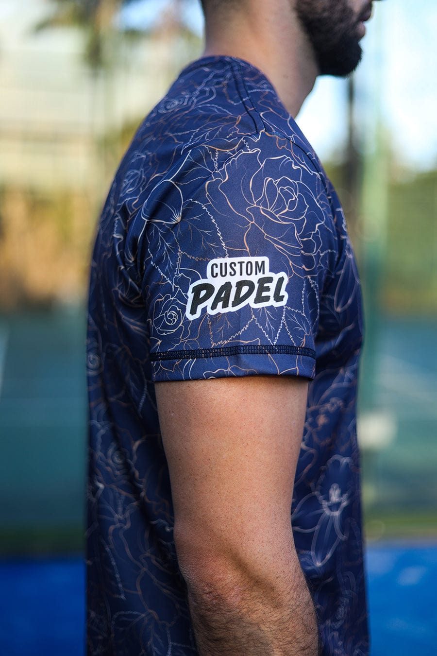 CA Padel Shirt | Navy Gold Roses