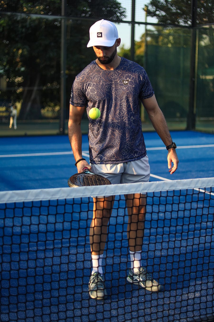 CA Padel Shirt | Navy Gold Roses