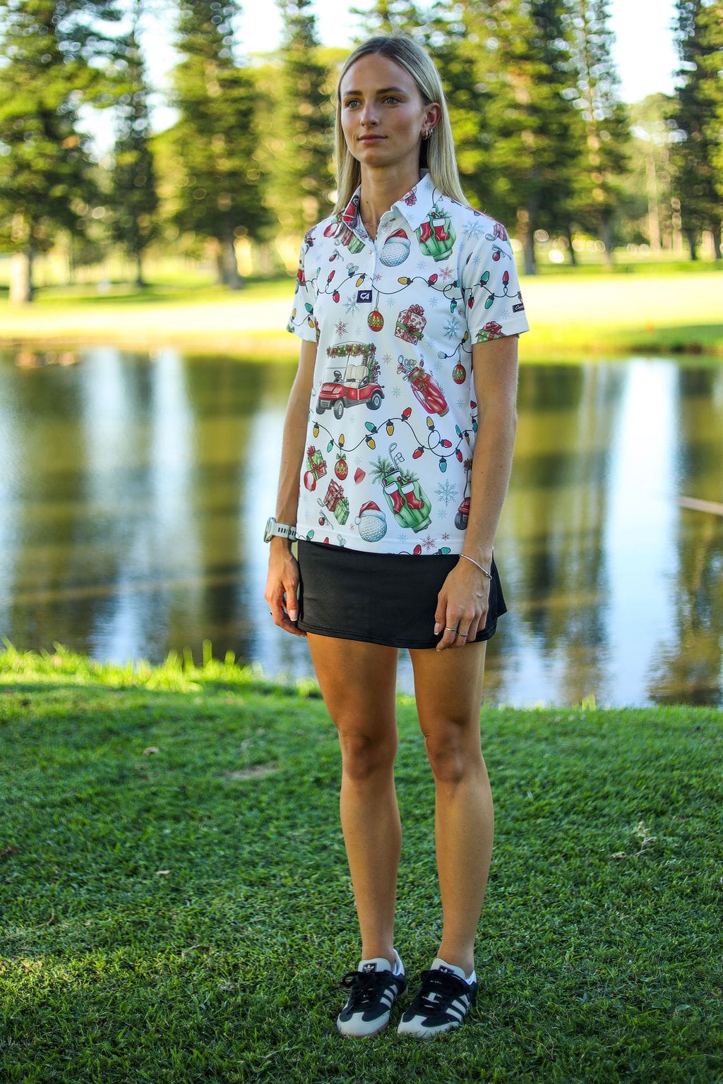 CA Ladies Funky Golf Shirt | Jingle Bell Drive