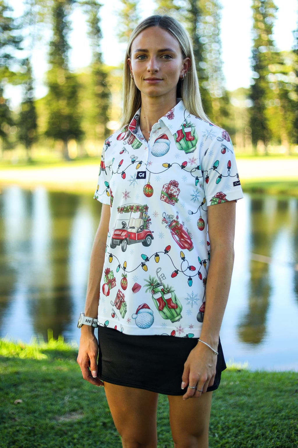CA Ladies Funky Golf Shirt | Jingle Bell Drive