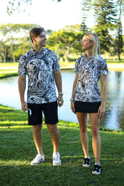 CA Ladies Funky Golf Shirt | Black Twirl