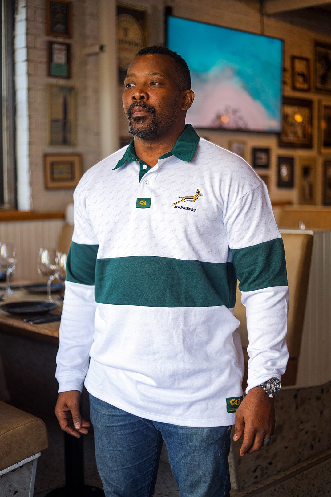 CA Supporters Cotton Golfer L/Sleeve | White Ubunye