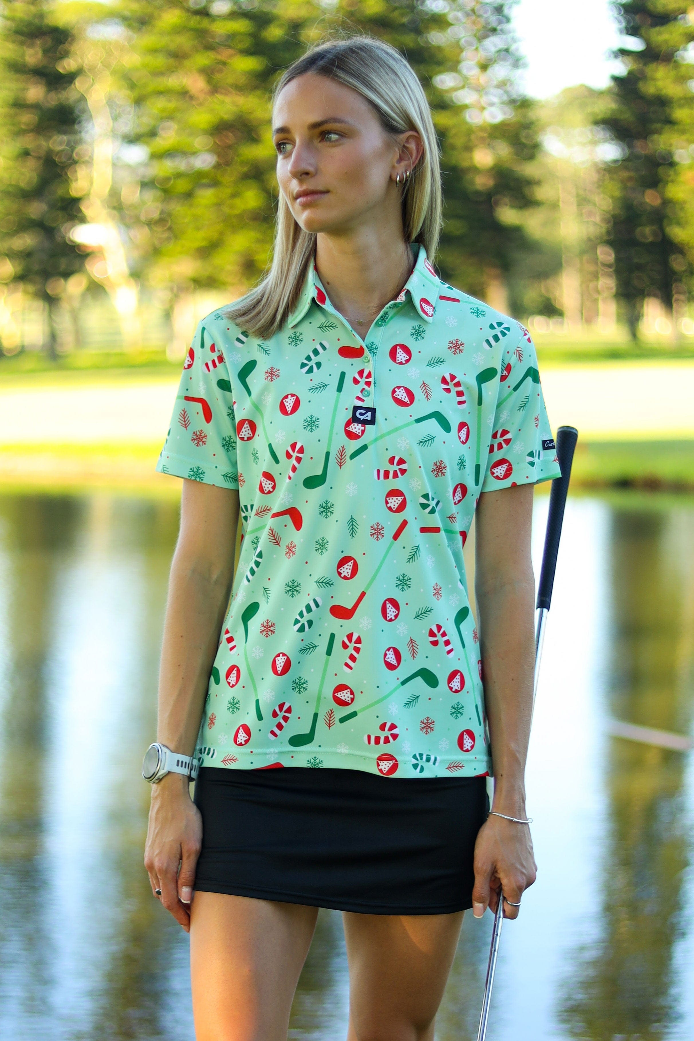 CA Ladies Funky Golf Shirt | Oh Christmas Tee