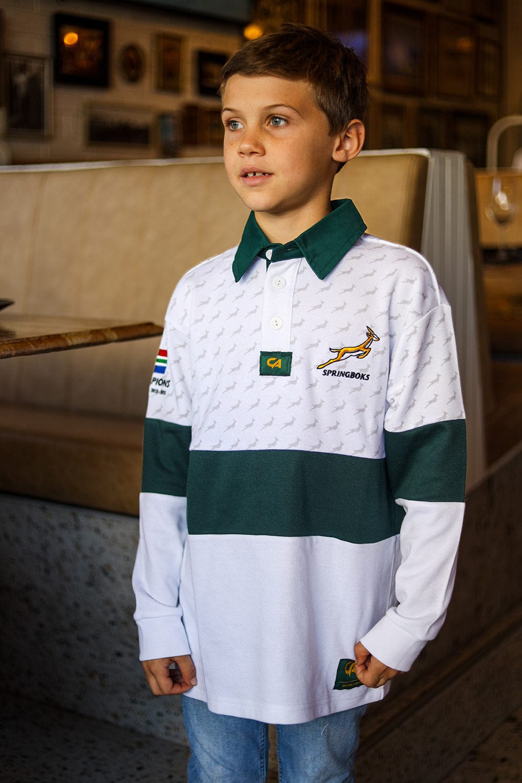CA JNR Supporters Cotton Golfer L/Sleeve | White Ubunye