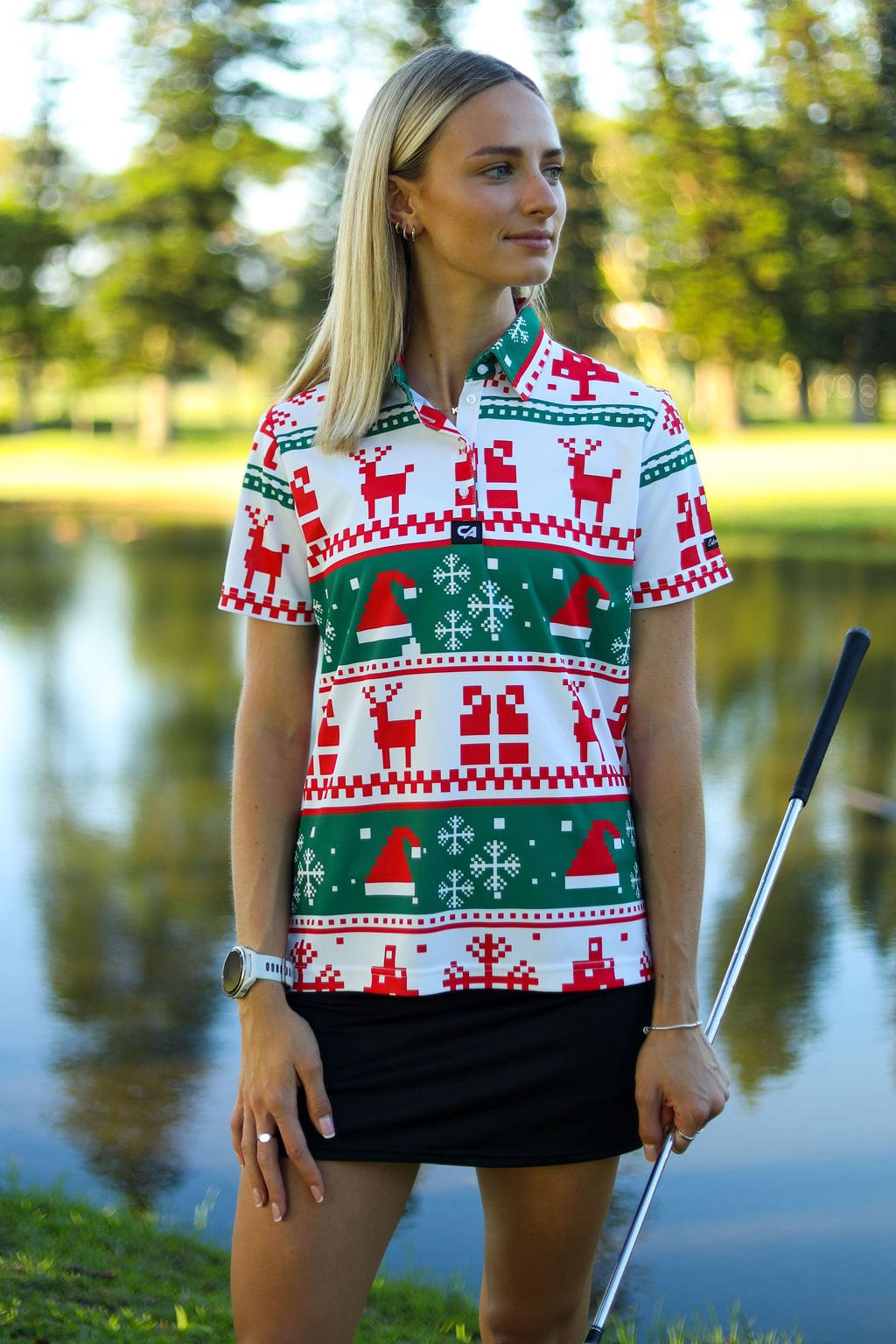 CA Ladies Funky Golf Shirt | Reindeer Season