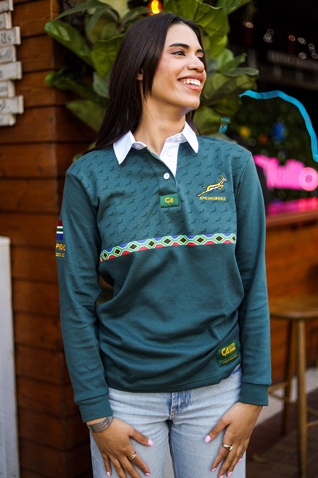 CA Ladies Supporters Cotton Golfer L/Sleeve | Green Amandla