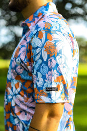 CA Funky Golf Shirt | Blue Botanical