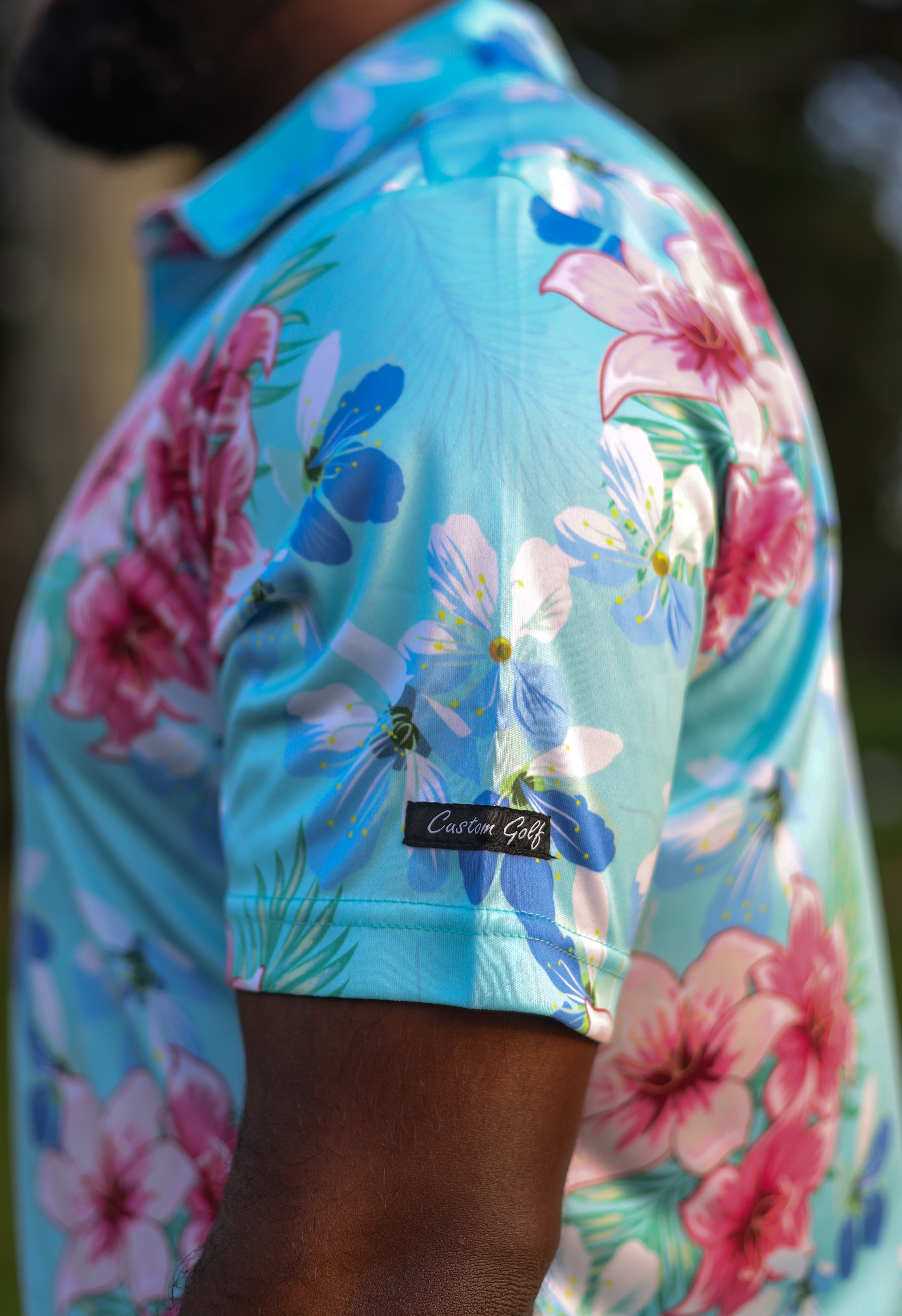 CA Funky Golf Shirt | Blue Floral