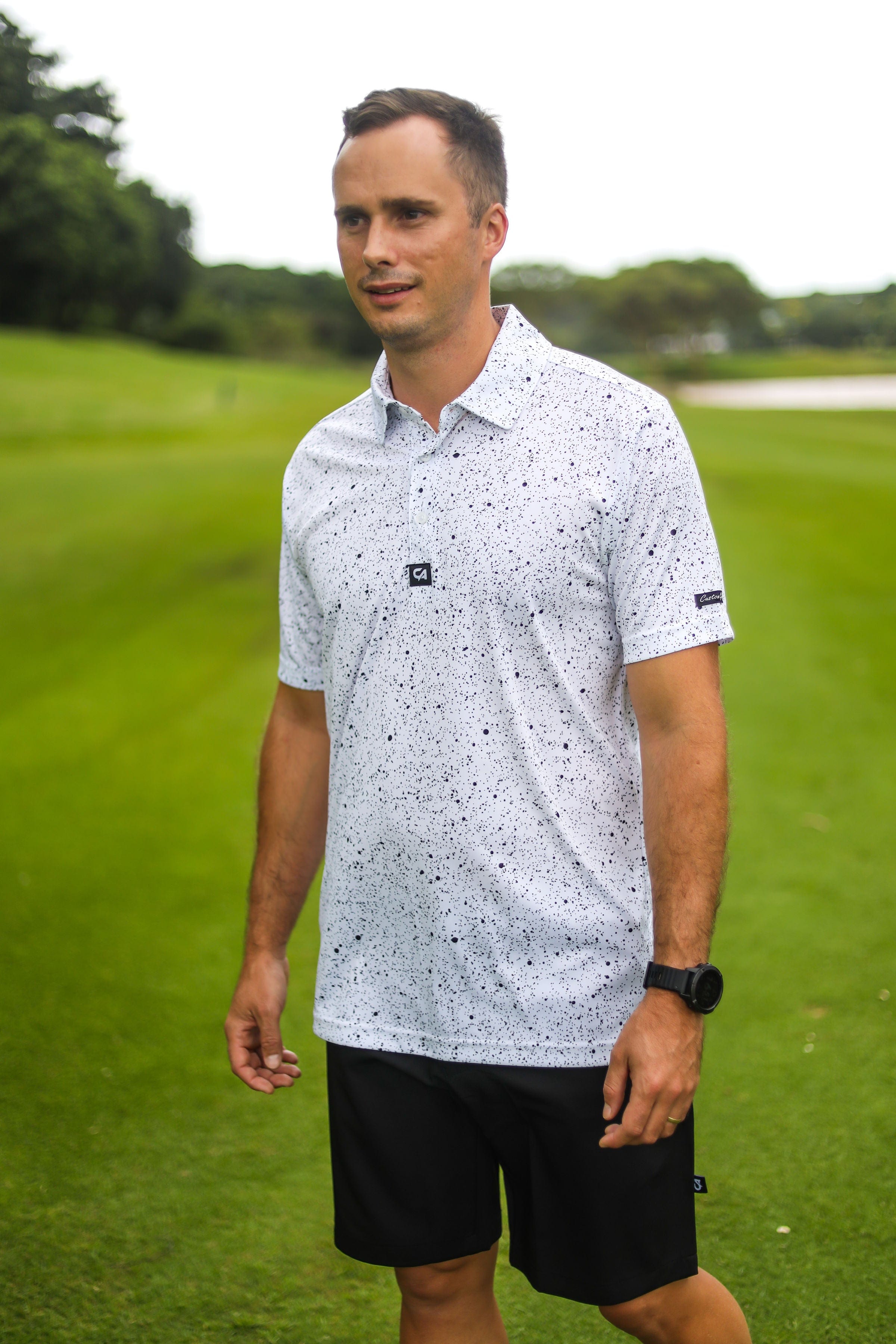 CA Funky Golf Shirt | Ink Splatter