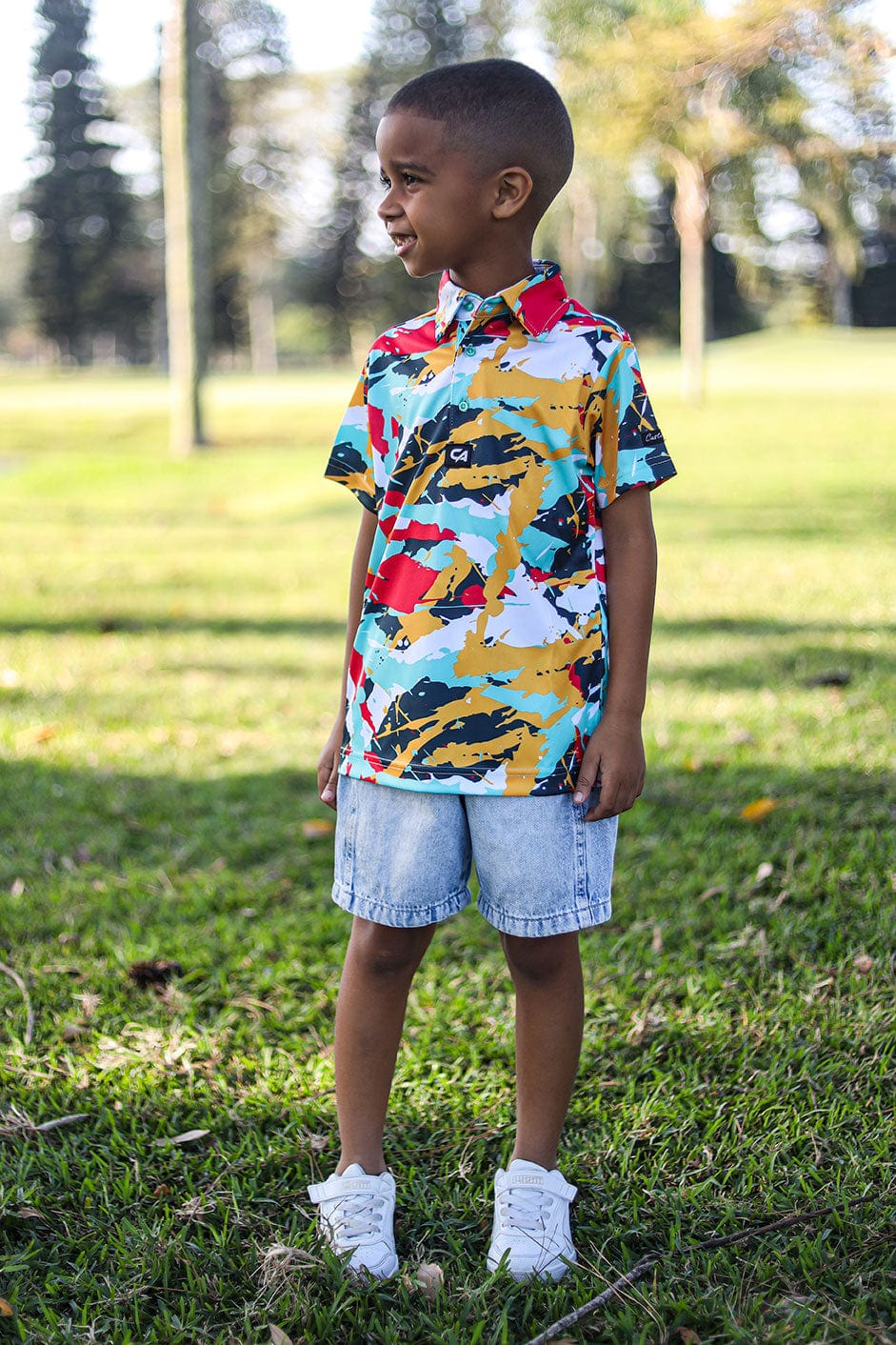 CA JNR Funky Golf Shirt | Splashes & Smudges