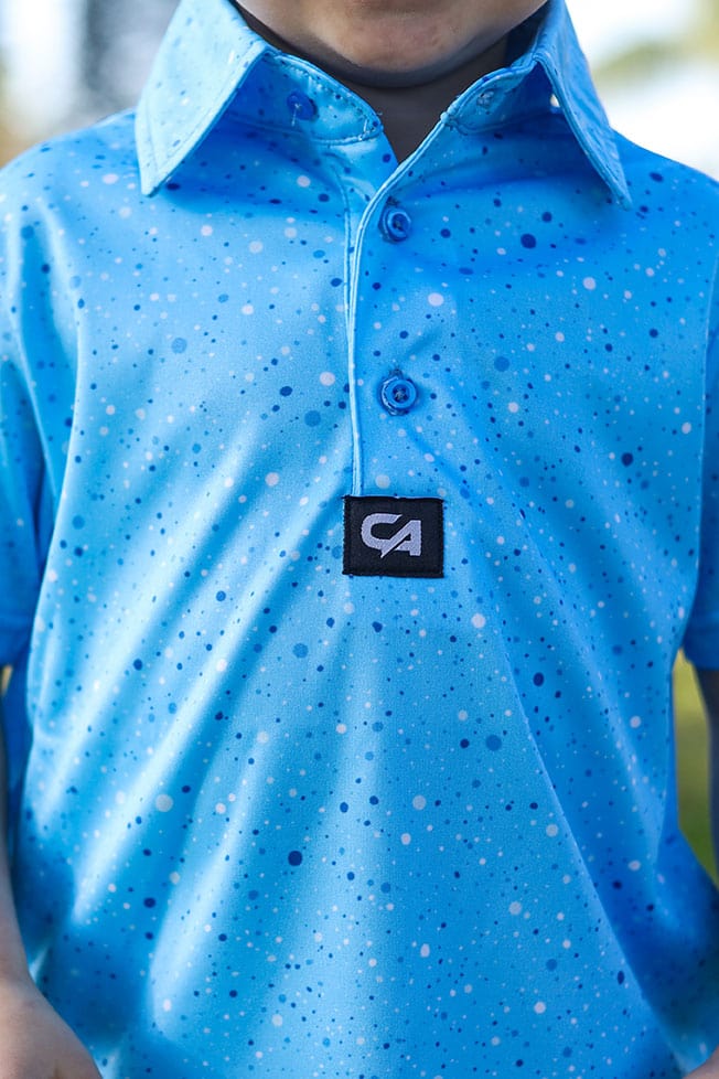 CA JNR Funky Golf Shirt | Blue Paint Splatter