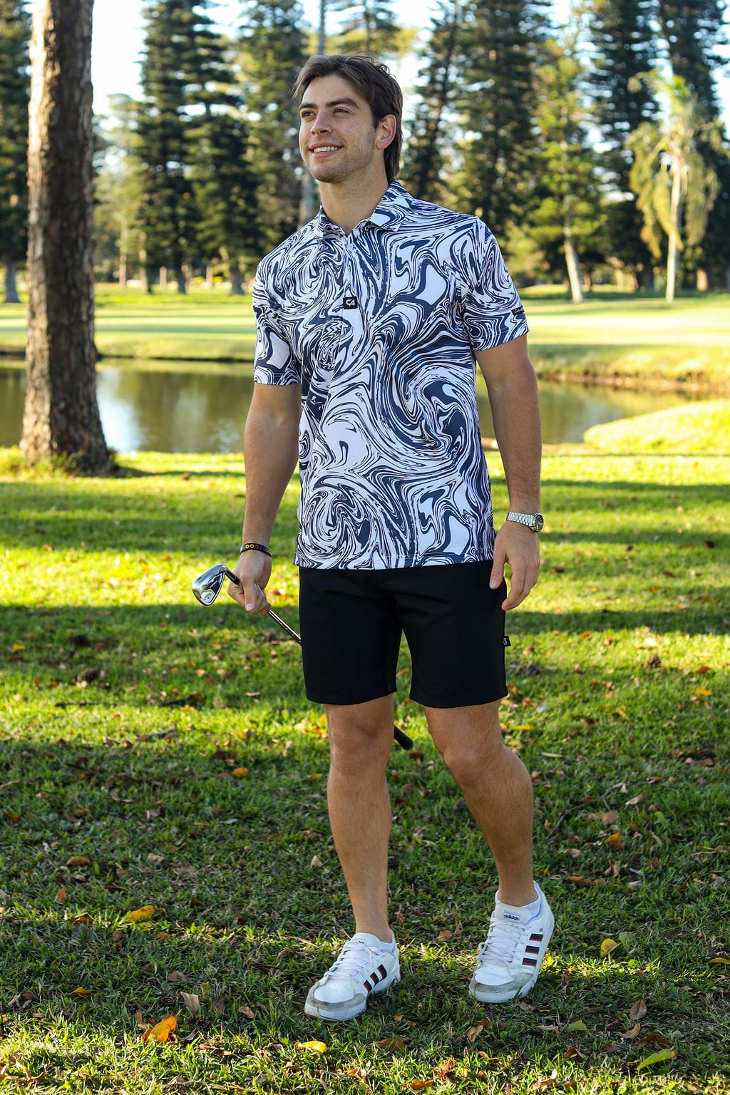 CA Funky Golf Shirt | Navy Twirl