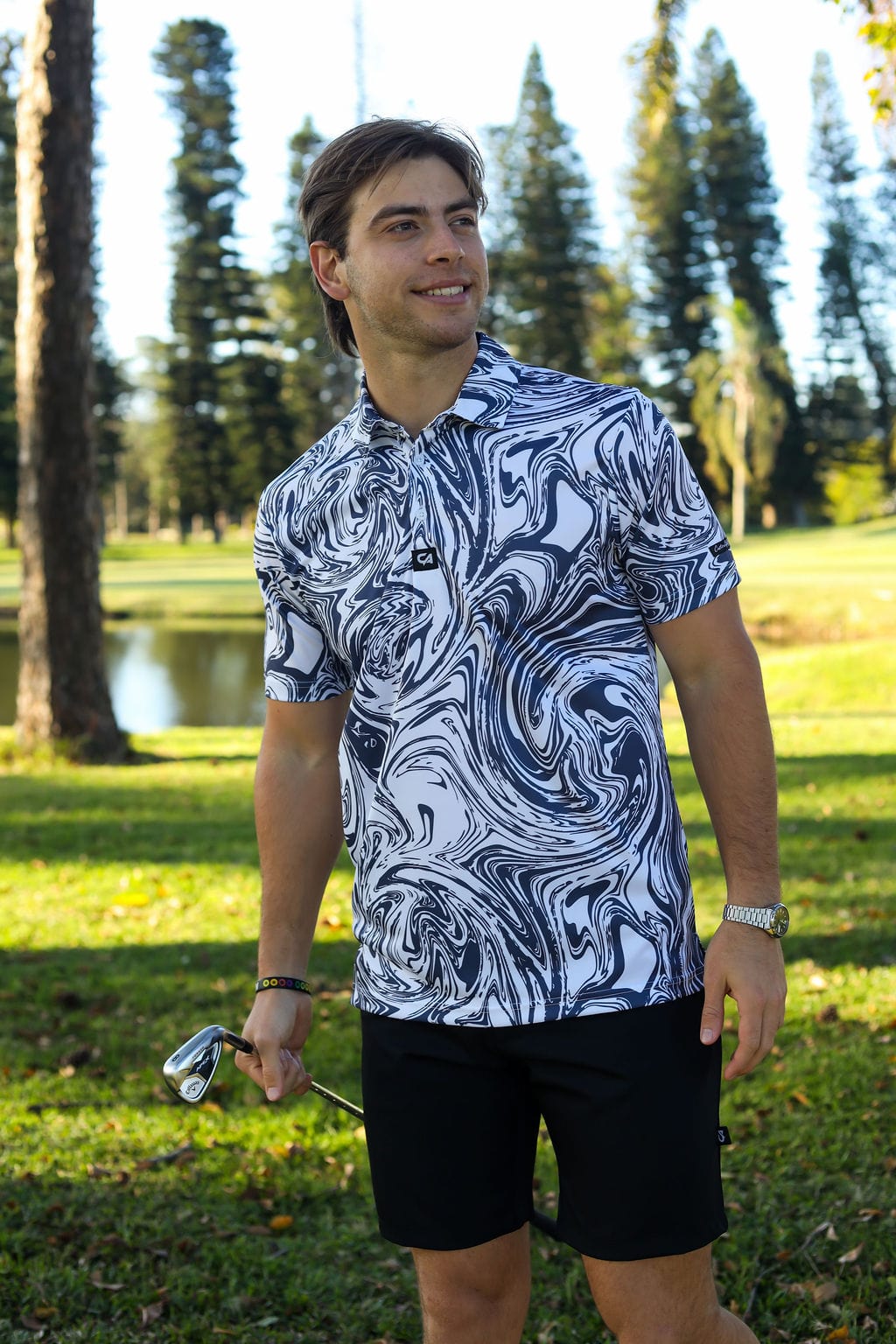 CA Funky Golf Shirt | Navy Twirl