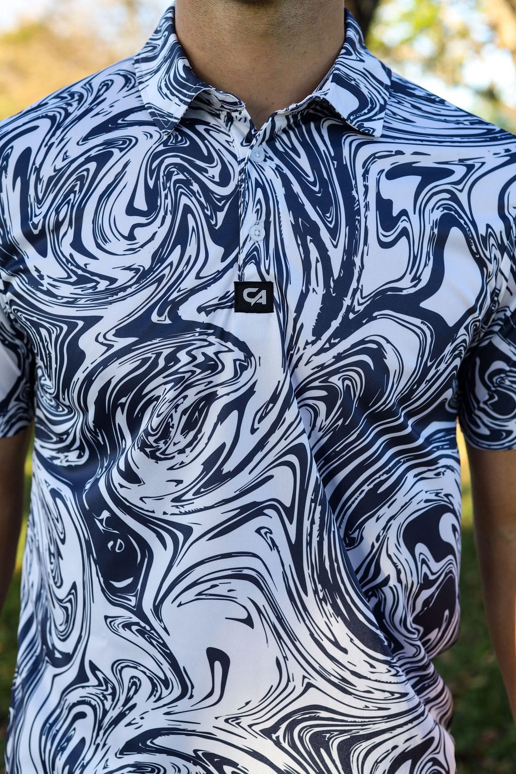 CA Funky Golf Shirt | Navy Twirl