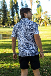CA Funky Golf Shirt | Navy Twirl