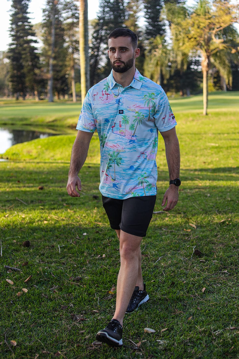 CA Funky Golf Shirt | Flamingo Island