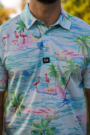 CA Funky Golf Shirt | Flamingo Island