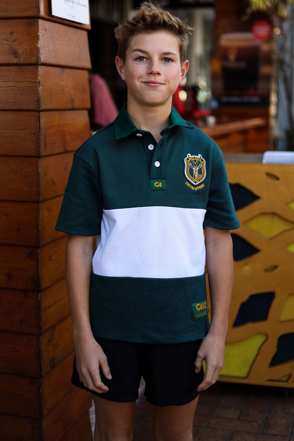 CA JNR Supporters Jersey S/S | Green/White Block