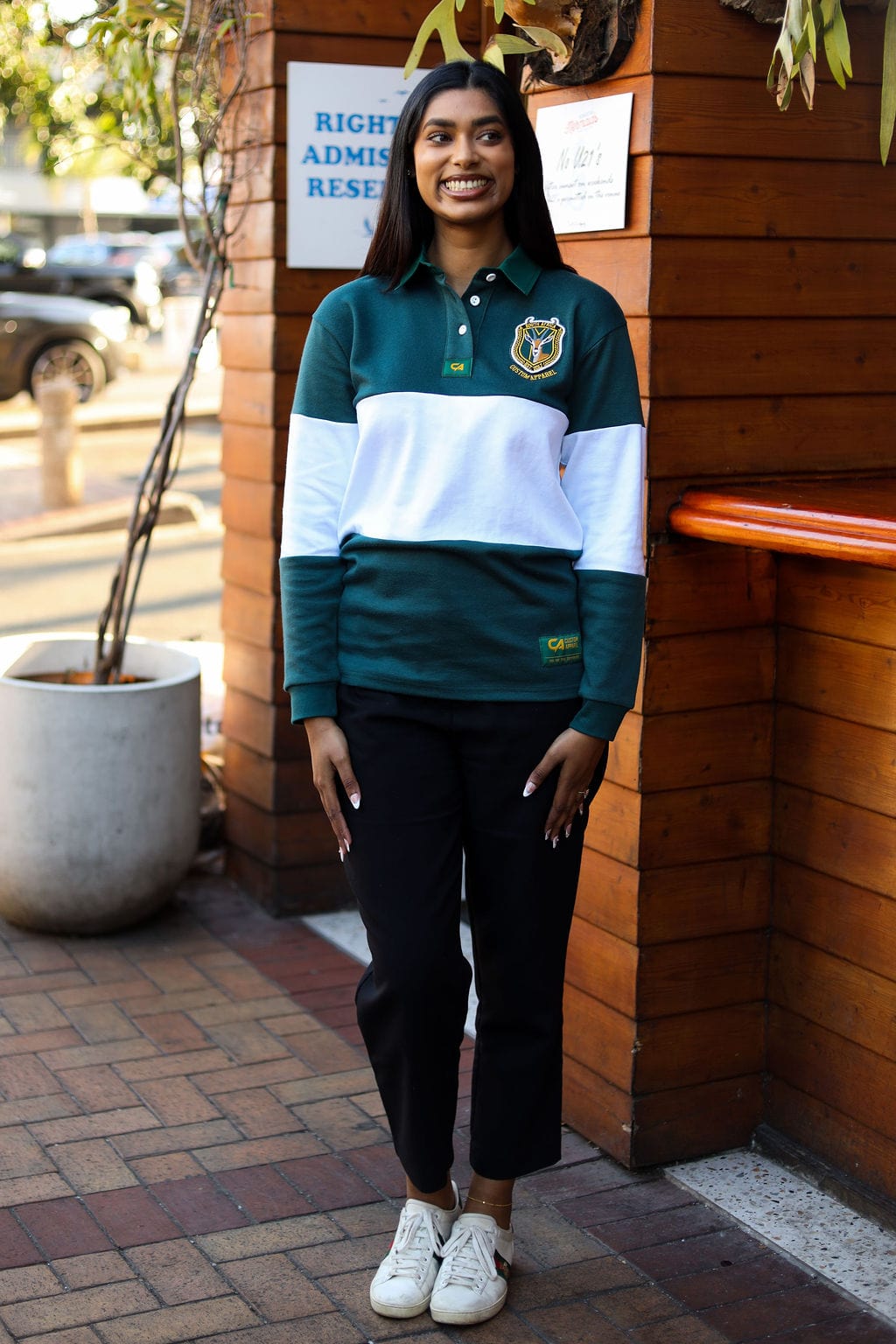 CA Ladies Supporters Jersey L/S | Green/White Block