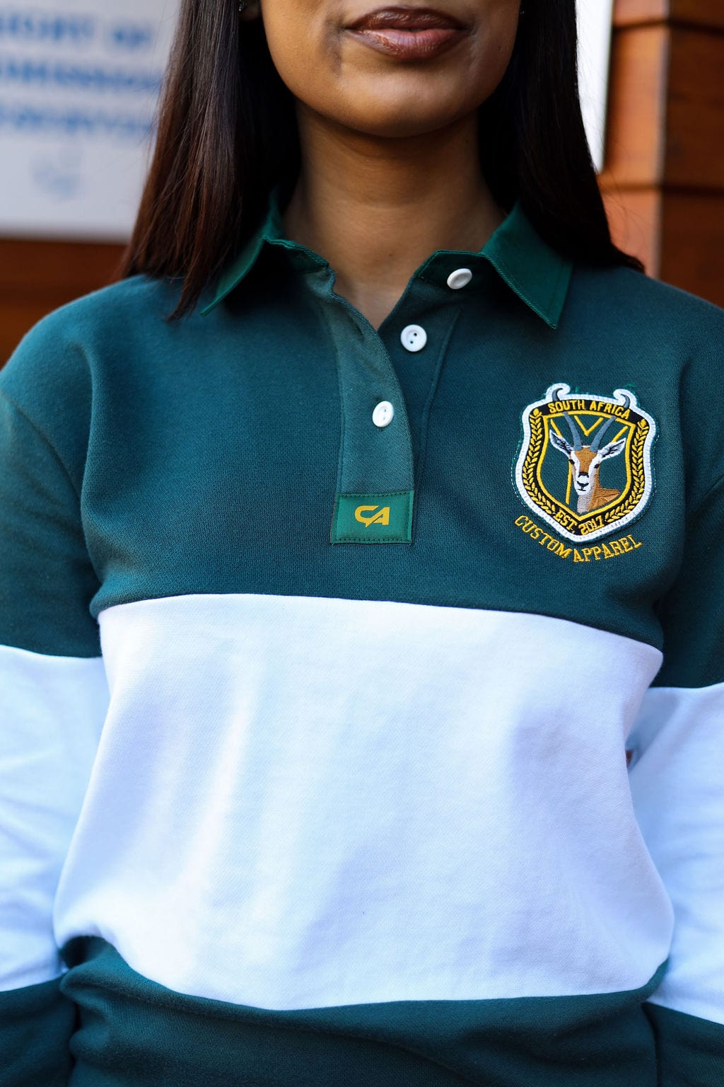 CA Ladies Supporters Jersey L/S | Green/White Block