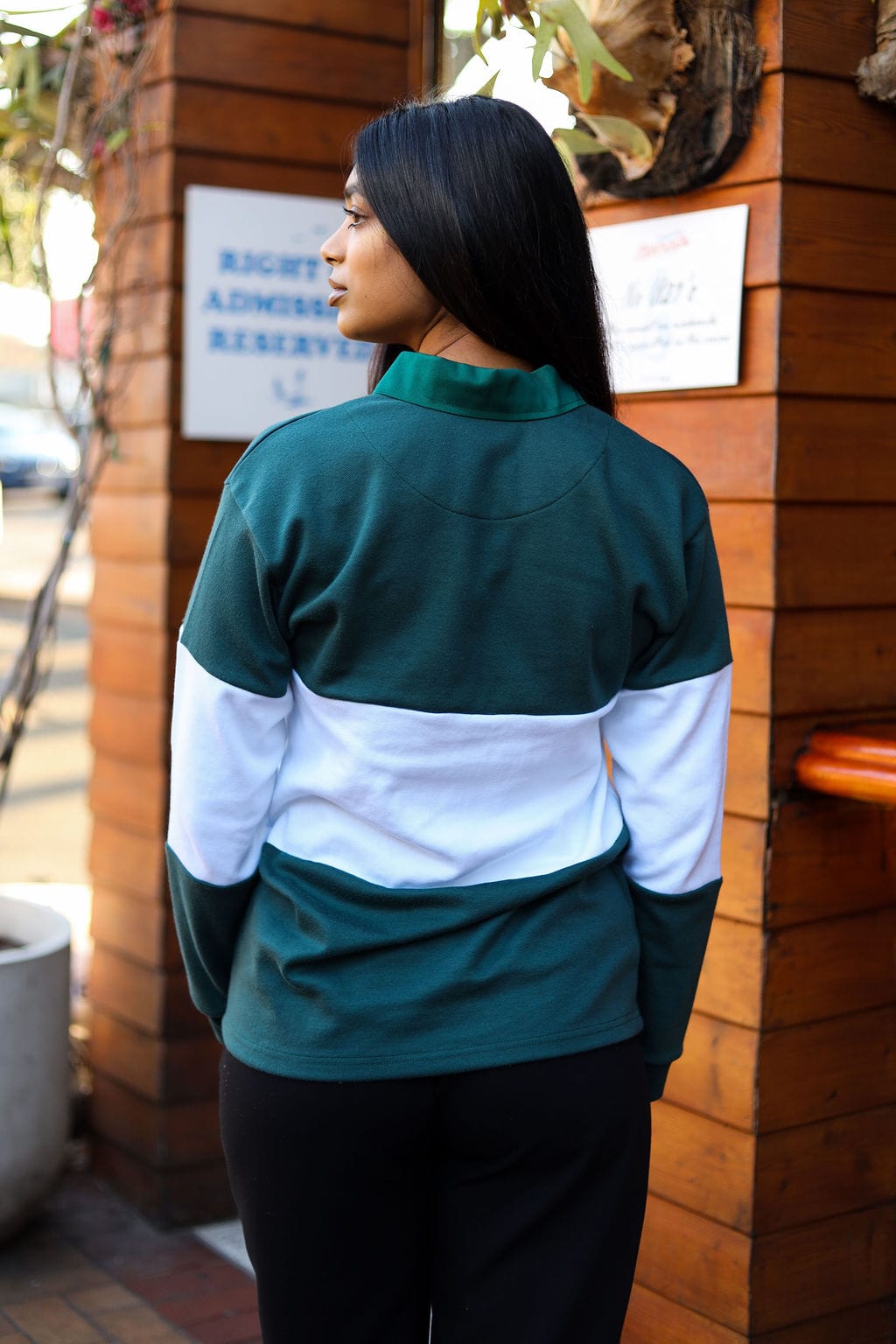 CA Ladies Supporters Jersey L/S | Green/White Block